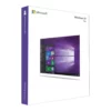 Boîte de Windows 10 Professionnel avec logo, image du bureau et menu Démarrer ouvert sur fond blanc, vue claire et détaillée.