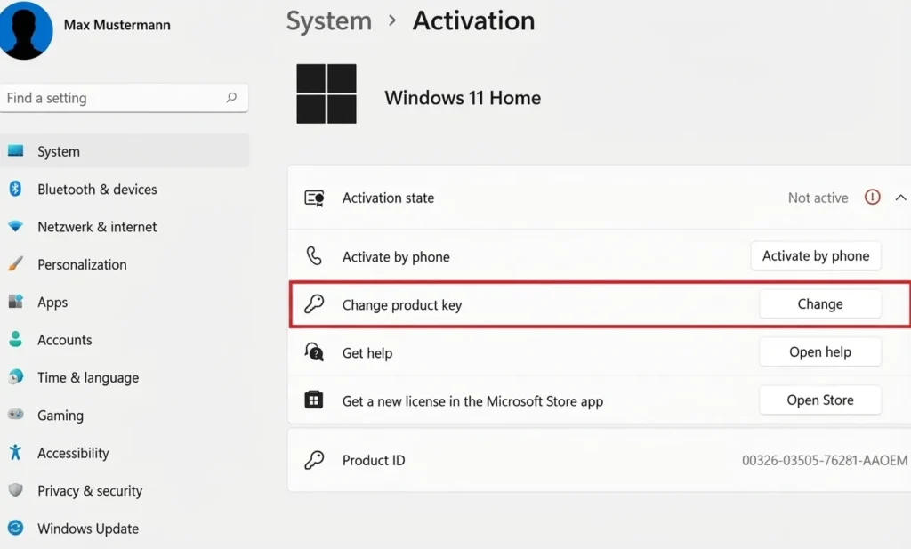 Modifier la clé de produit Windows 11