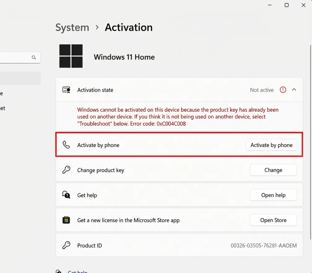 Activation par téléphone de Windows 11