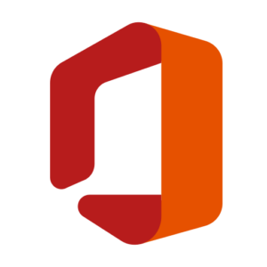 Un ruban rouge et orange stylisé formant la lettre O sur fond gris clair, logo de Microsoft Office, visible sur keyfy.fr.